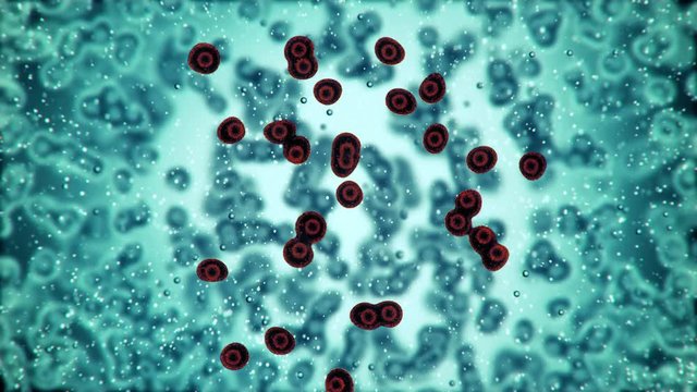 Microscopic plate of bacteria multiplying themselves 3d rendering