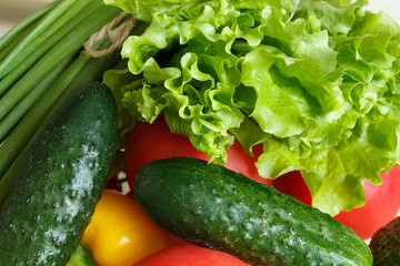 Fresh vegetables background. Natural background of natural raw vegetables.
