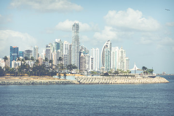 Naklejka premium Panoramic view of Panama City Skyline - Panama City, Panama