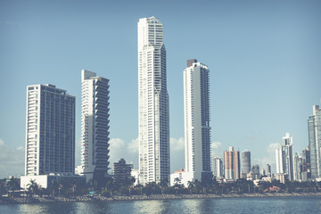 Fototapeta na wymiar Panoramic view of Panama City Skyline - Panama City, Panama