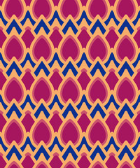 Seamless background southeast Asian retro aboriginal traditional art textile pattern curve cross frame oval geometry