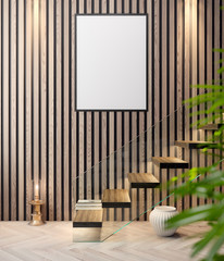 Mockup Poster in the interior, 3D illustration of a modern design