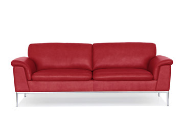 Red genuine leather sofa.