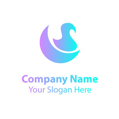 Obraz premium Abstract logo design in gradient color style on white background, Abstract graphic icon, logo design template, symbol for company