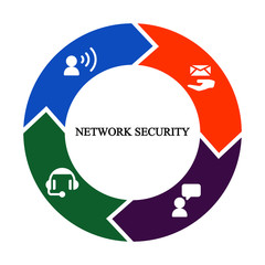 Business infographics. Pie chart with the inscription:network security