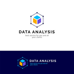 Cube abstract logo design. Vector data analysis symbol