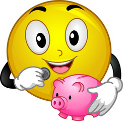 Mascot Smiley Piggy Bank Illustration