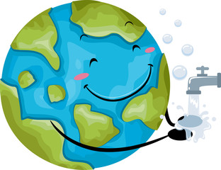 Mascot Globe Hand Wash Illustration