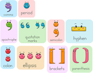 Mascots Punctuation Marks Illustration