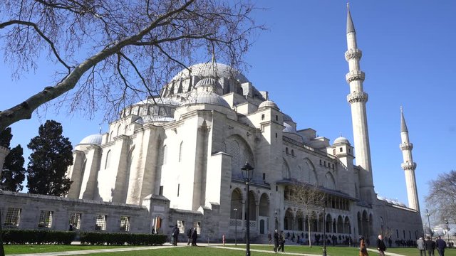 Outer walls of Suleymaniye Mosque, an Ottoman imperial mosque located on the Third Hill of Istanbul, Turkey.