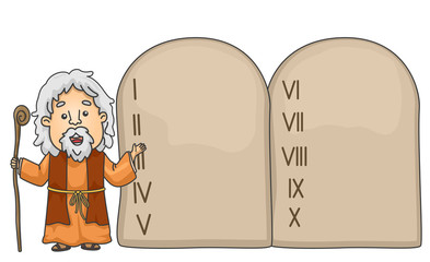 Man Moses Tablet Commandments Illustration