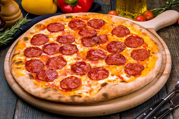 Pepperoni pizza on plate