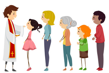 Man Priest Stickman Holy Communion Illustration