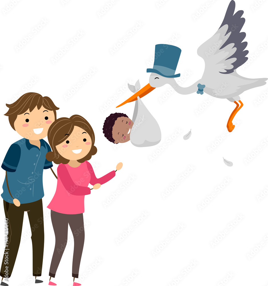 Sticker Stickman Adoptive Family Illustration