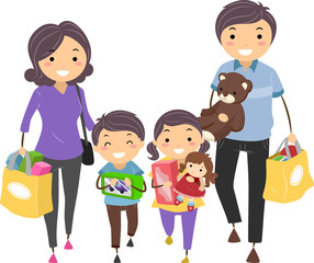 Stickman Family Shop Toys Illustration