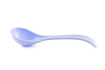 blue plastic spoon isolated on white background with Clipping Path