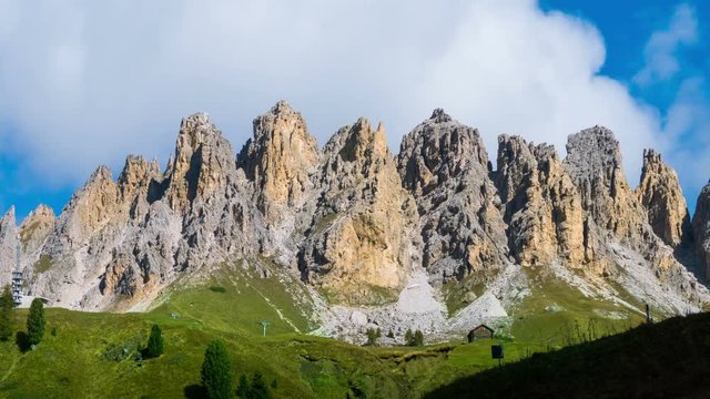 Time Lapse of Dolomites Italy landscape Pizes de Cir Ridge in South Tyrol, Western Dolomites - Italy tourist attraction for nature travel and outdoor acticity. Breathtaking landscape of Northern Italy