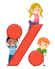 Stickman Kids Percent Symbol Illustration