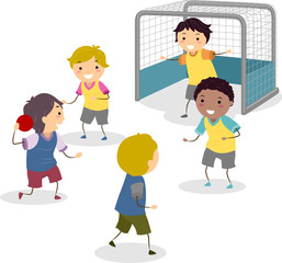 Stickman Kids Boys Handball Illustration