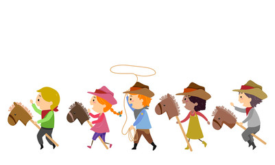 Stickman Kids Cowboy Horse Illustration