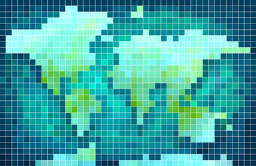 World Map Pixel Art Illustration