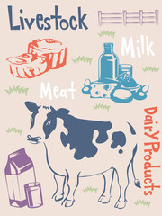 Agriculture Products Cow Illustration
