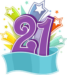 Number 21 Party Star Design Illustration