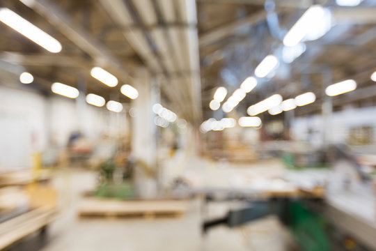 blurred factory workshop background