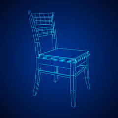 Chair with backrest wireframe low poly mesh vector illustration