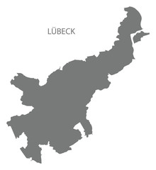 Luebeck city map grey illustration silhouette shape