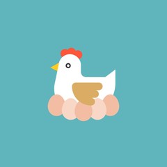 hen hatching egg, farm and agriculture concept flat icon