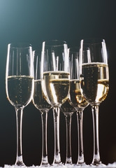 catering service. Silhouette champagne. The bubbles of champagne, new year party champagne
