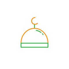 Islam mosque dome. Simple monoline icon style for muslim ramadan and eid al fitr celebration.