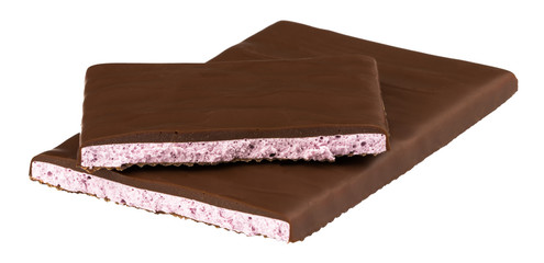 chocolate with yogurt filling on a white background