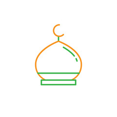 Islam mosque dome. Simple monoline icon style for muslim ramadan and eid al fitr celebration.