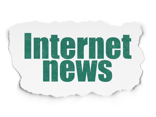 News concept: Painted green text Internet News on Torn Paper background with  Hand Drawn News Icons