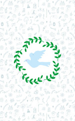 Peace day banner with dove and pattern background, vector graphic illustration