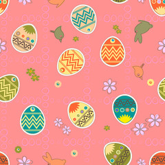 Easter pink seamless background with eggs