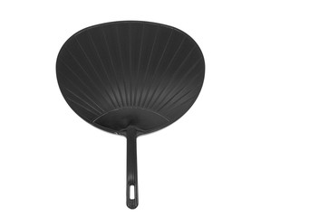black plastic handles fan isolated on white background