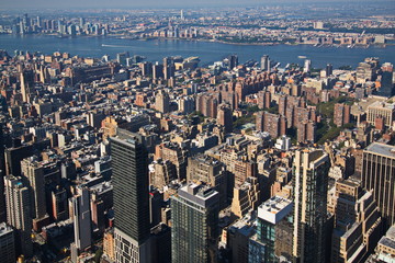 View of Manhattan and Hudson River from Empire State Building in New York
