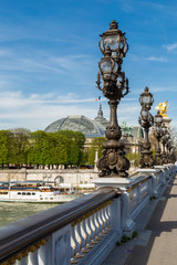 Fototapeta na wymiar The Alexander III Bridge across Seine river in Paris, France