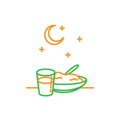 Sahur. predawn meal before the fast symbol. Simple monoline icon style for muslim ramadan and eid al fitr celebration.