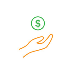 Receve donation for Islam alms symbol. Simple monoline icon style for muslim ramadan and eid al fitr celebration.