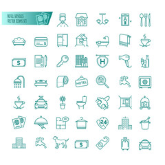 Hotel services icons vector set