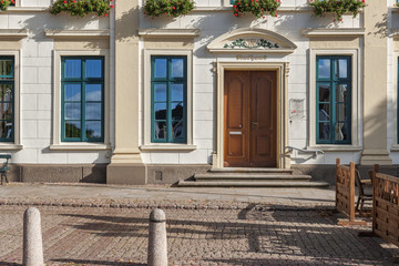 Town hall Esens entrance ground floor - obrazy, fototapety, plakaty