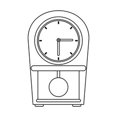 Wood wall clock with pendulum icon vector illustration graphic design
