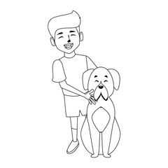 Dog and boy cartoon icon vector illustration graphic design