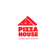 Pizza restaurant funny bold logo design. Italian cafe vector symbol