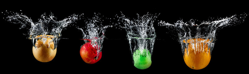 fruit in water splash