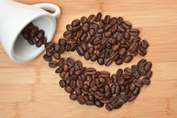 picture of coffee beans on wooden background